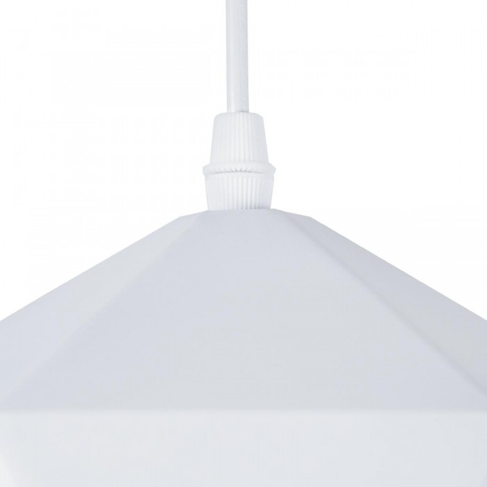 GloboStar® HEXAGON 01377 Μοντέρνο Κρεμαστό Φωτιστικό Οροφής Μονόφωτο 1 x E27 Λευκό Χρυσό Μεταλλικό Καμπάνα Φ21.5 x Υ15cm