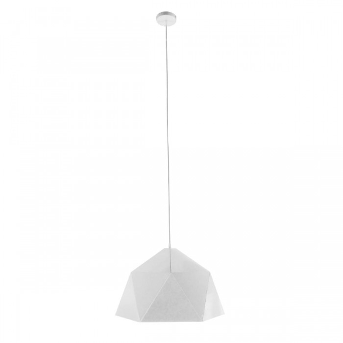GloboStar® HEXAGON 01378 Μοντέρνο Κρεμαστό Φωτιστικό Οροφής Μονόφωτο Λευκό Χρυσό Μεταλλικό Καμπάνα Φ46 x Υ25cm
