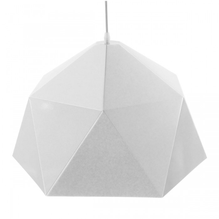 GloboStar® HEXAGON 01378 Μοντέρνο Κρεμαστό Φωτιστικό Οροφής Μονόφωτο Λευκό Χρυσό Μεταλλικό Καμπάνα Φ46 x Υ25cm
