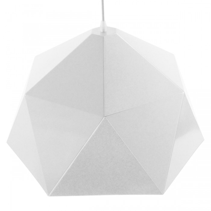 GloboStar® HEXAGON 01378 Μοντέρνο Κρεμαστό Φωτιστικό Οροφής Μονόφωτο Λευκό Χρυσό Μεταλλικό Καμπάνα Φ46 x Υ25cm