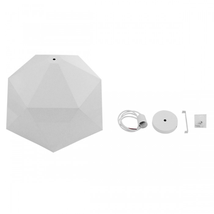 GloboStar® HEXAGON 01378 Μοντέρνο Κρεμαστό Φωτιστικό Οροφής Μονόφωτο Λευκό Χρυσό Μεταλλικό Καμπάνα Φ46 x Υ25cm