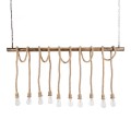 GloboStar® FERULE 01380 Vintage Industrial Κρεμαστό Φωτιστικό Οροφής Πολύφωτο 10 x E27 Μπρούτζινο Μεταλλικό με Μπεζ Σχοινί Μ150 x Π4 x Y62.5cm