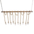 GloboStar® FERULE 01380 Vintage Industrial Κρεμαστό Φωτιστικό Οροφής Πολύφωτο 10 x E27 Μπρούτζινο Μεταλλικό με Μπεζ Σχοινί Μ150 x Π4 x Y62.5cm