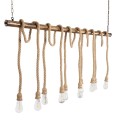 GloboStar® FERULE 01380 Vintage Industrial Κρεμαστό Φωτιστικό Οροφής Πολύφωτο 10 x E27 Μπρούτζινο Μεταλλικό με Μπεζ Σχοινί Μ150 x Π4 x Y62.5cm