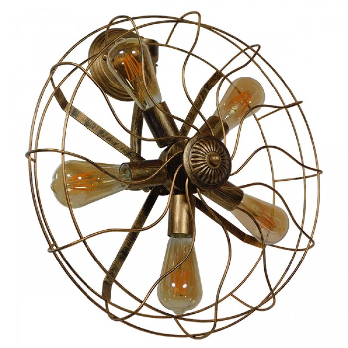 GloboStar® ERAFAN 01381 Vintage Industrial Φωτιστικό Τοίχου Απλίκα Πολύφωτο Καφέ Σκουριά Μεταλλικό Πλέγμα Φ46 x Μ22 x Π46 x Υ46cm