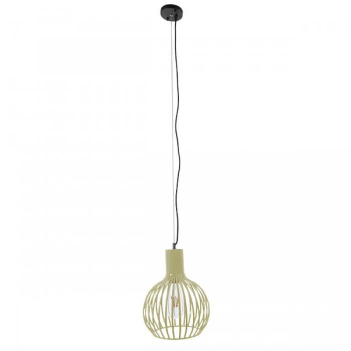 GloboStar® SCADI 01387 Vintage Industrial Κρεμαστό Φωτιστικό Οροφής Μονόφωτο Μπεζ Μεταλλικό Πλέγμα Φ23 x Υ30cm