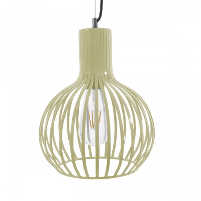 GloboStar® SCADI 01387 Vintage Industrial Κρεμαστό Φωτιστικό Οροφής Μονόφωτο Μπεζ Μεταλλικό Πλέγμα Φ23 x Υ30cm