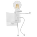 GloboStar® LITTLE MAN 01389 Μοντέρνο Φωτιστικό Τοίχου Απλίκα Μονόφωτο Λευκό Μεταλλικό Μ12 x Π19 x Υ17cm