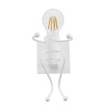 GloboStar® LITTLE MAN 01389 Μοντέρνο Φωτιστικό Τοίχου Απλίκα Μονόφωτο Λευκό Μεταλλικό Μ12 x Π19 x Υ17cm