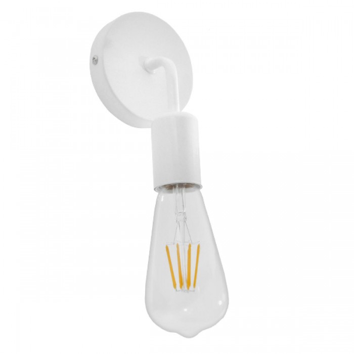GloboStar® SIRIUS 01397 Vintage Φωτιστικό Τοίχου Απλίκα Μονόφωτο Λευκό Μεταλλικό Μ10 x Π7 x Υ16cm