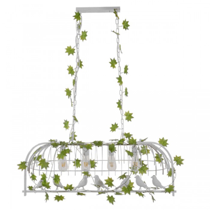 GloboStar® NIDUS 01403 Vintage Industrial Κρεμαστό Φωτιστικό Οροφής Πολύφωτο 4 x E27 Λευκό Μεταλλικό Πλέγμα Μ105 x Π37 x Y36.5cm GloboStar® NIDUS 01403 Vintage Industrial Κρεμαστό Φωτιστικό Οροφής Πολύφωτο 4 x E27 Λευκό Μεταλλικό Πλέγμα Μ105 x Π37 x Y36.5cm