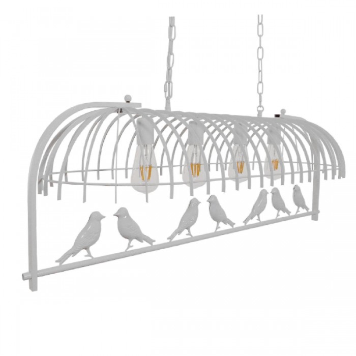 GloboStar® NIDUS 01403 Vintage Industrial Κρεμαστό Φωτιστικό Οροφής Πολύφωτο 4 x E27 Λευκό Μεταλλικό Πλέγμα Μ105 x Π37 x Y36.5cm GloboStar® NIDUS 01403 Vintage Industrial Κρεμαστό Φωτιστικό Οροφής Πολύφωτο 4 x E27 Λευκό Μεταλλικό Πλέγμα Μ105 x Π37 x Y36.5cm
