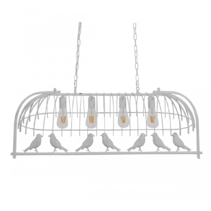 GloboStar® NIDUS 01403 Vintage Industrial Κρεμαστό Φωτιστικό Οροφής Πολύφωτο 4 x E27 Λευκό Μεταλλικό Πλέγμα Μ105 x Π37 x Y36.5cm GloboStar® NIDUS 01403 Vintage Industrial Κρεμαστό Φωτιστικό Οροφής Πολύφωτο 4 x E27 Λευκό Μεταλλικό Πλέγμα Μ105 x Π37 x Y36.5cm