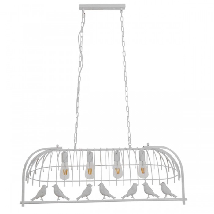 GloboStar® NIDUS 01403 Vintage Industrial Κρεμαστό Φωτιστικό Οροφής Πολύφωτο 4 x E27 Λευκό Μεταλλικό Πλέγμα Μ105 x Π37 x Y36.5cm GloboStar® NIDUS 01403 Vintage Industrial Κρεμαστό Φωτιστικό Οροφής Πολύφωτο 4 x E27 Λευκό Μεταλλικό Πλέγμα Μ105 x Π37 x Y36.5cm