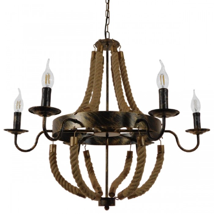 GloboStar® VICTORIAN 01404 Vintage Κρεμαστό Φωτιστικό Οροφής Πολύφωτο 6 x E14 Μπρούτζινο Σκουριά Μεταλλικό Πολυέλαιος με Μπεζ Σχοινί Φ76 x Y65cm GloboStar® VICTORIAN 01404 Vintage Κρεμαστό Φωτιστικό Οροφής Πολύφωτο 6 x E14 Μπρούτζινο Σκουριά Μεταλλικό Πολυέλαιος με Μπεζ Σχοινί Φ76 x Y65cm