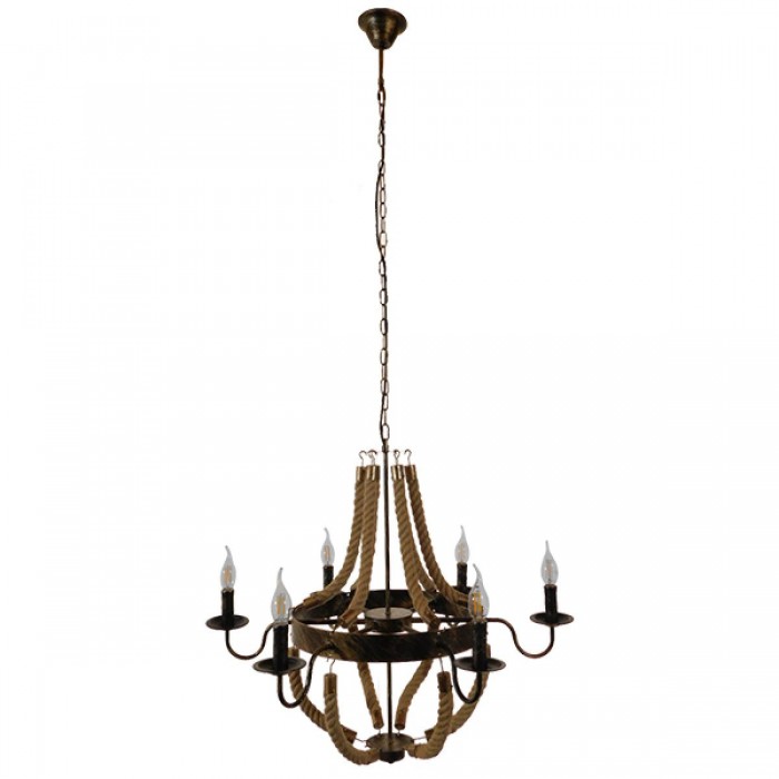 GloboStar® VICTORIAN 01404 Vintage Κρεμαστό Φωτιστικό Οροφής Πολύφωτο 6 x E14 Μπρούτζινο Σκουριά Μεταλλικό Πολυέλαιος με Μπεζ Σχοινί Φ76 x Y65cm GloboStar® VICTORIAN 01404 Vintage Κρεμαστό Φωτιστικό Οροφής Πολύφωτο 6 x E14 Μπρούτζινο Σκουριά Μεταλλικό Πολυέλαιος με Μπεζ Σχοινί Φ76 x Y65cm