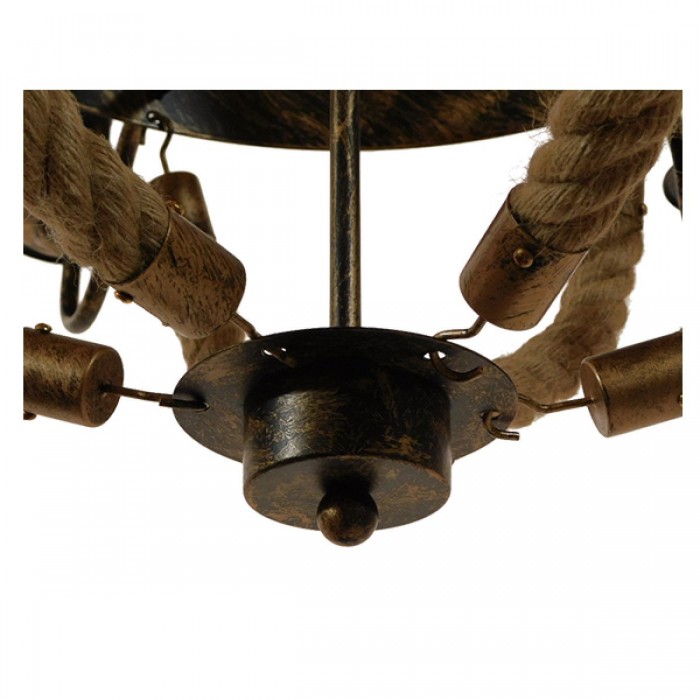 GloboStar® VICTORIAN 01404 Vintage Κρεμαστό Φωτιστικό Οροφής Πολύφωτο 6 x E14 Μπρούτζινο Σκουριά Μεταλλικό Πολυέλαιος με Μπεζ Σχοινί Φ76 x Y65cm GloboStar® VICTORIAN 01404 Vintage Κρεμαστό Φωτιστικό Οροφής Πολύφωτο 6 x E14 Μπρούτζινο Σκουριά Μεταλλικό Πολυέλαιος με Μπεζ Σχοινί Φ76 x Y65cm