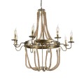 GloboStar® BAVARIAN 01405 Vintage Κρεμαστό Φωτιστικό Οροφής Πολύφωτο 8 x E14 Μπρούτζινο Σκουριά Μεταλλικό Πολυέλαιος με Μπεζ Σχοινί Φ87 x Υ80cm GloboStar® BAVARIAN 01405 Vintage Κρεμαστό Φωτιστικό Οροφής Πολύφωτο 8 x E14 Μπρούτζινο Σκουριά Μεταλλικό Πολυέλαιος με Μπεζ Σχοινί Φ87 x Υ80cm