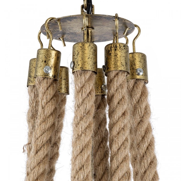 GloboStar® BAVARIAN 01405 Vintage Κρεμαστό Φωτιστικό Οροφής Πολύφωτο 8 x E14 Μπρούτζινο Σκουριά Μεταλλικό Πολυέλαιος με Μπεζ Σχοινί Φ87 x Υ80cm GloboStar® BAVARIAN 01405 Vintage Κρεμαστό Φωτιστικό Οροφής Πολύφωτο 8 x E14 Μπρούτζινο Σκουριά Μεταλλικό Πολυέλαιος με Μπεζ Σχοινί Φ87 x Υ80cm