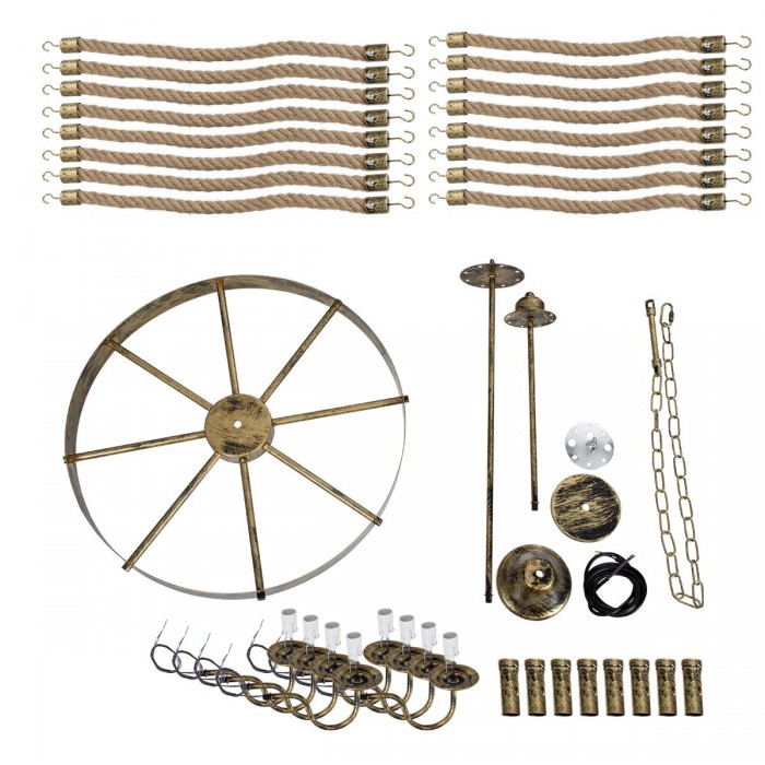 GloboStar® BAVARIAN 01405 Vintage Κρεμαστό Φωτιστικό Οροφής Πολύφωτο 8 x E14 Μπρούτζινο Σκουριά Μεταλλικό Πολυέλαιος με Μπεζ Σχοινί Φ87 x Υ80cm GloboStar® BAVARIAN 01405 Vintage Κρεμαστό Φωτιστικό Οροφής Πολύφωτο 8 x E14 Μπρούτζινο Σκουριά Μεταλλικό Πολυέλαιος με Μπεζ Σχοινί Φ87 x Υ80cm