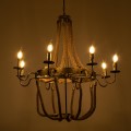 GloboStar® BAVARIAN 01405 Vintage Κρεμαστό Φωτιστικό Οροφής Πολύφωτο 8 x E14 Μπρούτζινο Σκουριά Μεταλλικό Πολυέλαιος με Μπεζ Σχοινί Φ87 x Υ80cm GloboStar® BAVARIAN 01405 Vintage Κρεμαστό Φωτιστικό Οροφής Πολύφωτο 8 x E14 Μπρούτζινο Σκουριά Μεταλλικό Πολυέλαιος με Μπεζ Σχοινί Φ87 x Υ80cm