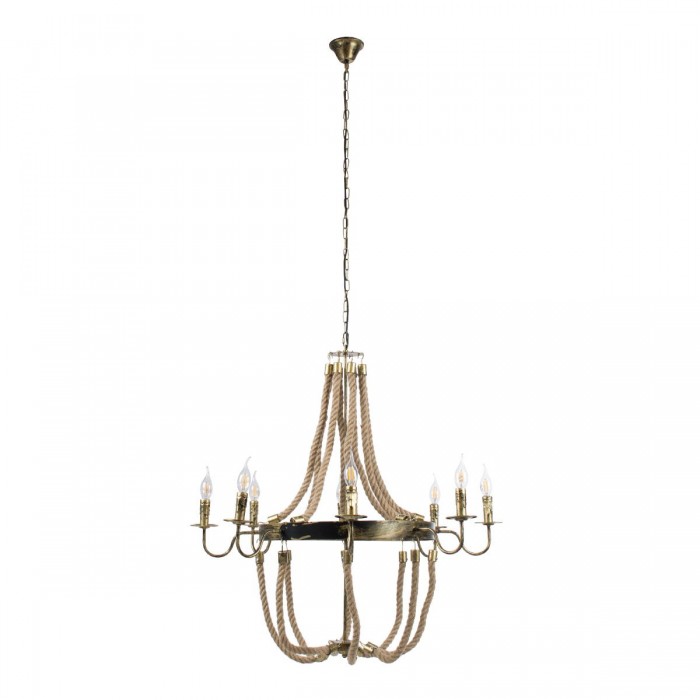 GloboStar® BAVARIAN 01405 Vintage Κρεμαστό Φωτιστικό Οροφής Πολύφωτο 8 x E14 Μπρούτζινο Σκουριά Μεταλλικό Πολυέλαιος με Μπεζ Σχοινί Φ87 x Υ80cm GloboStar® BAVARIAN 01405 Vintage Κρεμαστό Φωτιστικό Οροφής Πολύφωτο 8 x E14 Μπρούτζινο Σκουριά Μεταλλικό Πολυέλαιος με Μπεζ Σχοινί Φ87 x Υ80cm