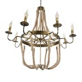 GloboStar® BAVARIAN 01405 Vintage Κρεμαστό Φωτιστικό Οροφής Πολύφωτο 8 x E14 Μπρούτζινο Σκουριά Μεταλλικό Πολυέλαιος με Μπεζ Σχοινί Φ87 x Υ80cm GloboStar® BAVARIAN 01405 Vintage Κρεμαστό Φωτιστικό Οροφής Πολύφωτο 8 x E14 Μπρούτζινο Σκουριά Μεταλλικό Πολυέλαιος με Μπεζ Σχοινί Φ87 x Υ80cm