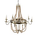 GloboStar® BAVARIAN 01405 Vintage Κρεμαστό Φωτιστικό Οροφής Πολύφωτο 8 x E14 Μπρούτζινο Σκουριά Μεταλλικό Πολυέλαιος με Μπεζ Σχοινί Φ87 x Υ80cm GloboStar® BAVARIAN 01405 Vintage Κρεμαστό Φωτιστικό Οροφής Πολύφωτο 8 x E14 Μπρούτζινο Σκουριά Μεταλλικό Πολυέλαιος με Μπεζ Σχοινί Φ87 x Υ80cm