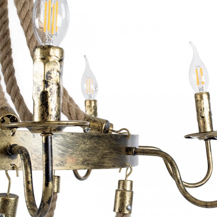 GloboStar® BAVARIAN 01405 Vintage Κρεμαστό Φωτιστικό Οροφής Πολύφωτο 8 x E14 Μπρούτζινο Σκουριά Μεταλλικό Πολυέλαιος με Μπεζ Σχοινί Φ87 x Υ80cm GloboStar® BAVARIAN 01405 Vintage Κρεμαστό Φωτιστικό Οροφής Πολύφωτο 8 x E14 Μπρούτζινο Σκουριά Μεταλλικό Πολυέλαιος με Μπεζ Σχοινί Φ87 x Υ80cm