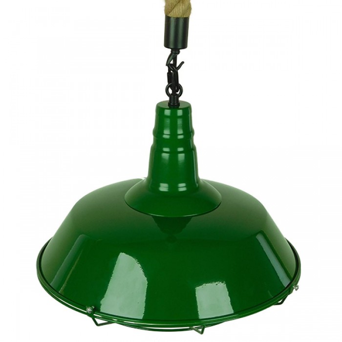 GloboStar® ELEDA 01408 Vintage Industrial Κρεμαστό Φωτιστικό Οροφής Μονόφωτο 1 x E27 Πράσινο Λευκό Μεταλλικό Καμπάνα Πλέγμα με Μπεζ Σχοινί Φ36 x Υ31cm GloboStar® ELEDA 01408 Vintage Industrial Κρεμαστό Φωτιστικό Οροφής Μονόφωτο 1 x E27 Πράσινο Λευκό Μεταλλικό Καμπάνα Πλέγμα με Μπεζ Σχοινί Φ36 x Υ31cm