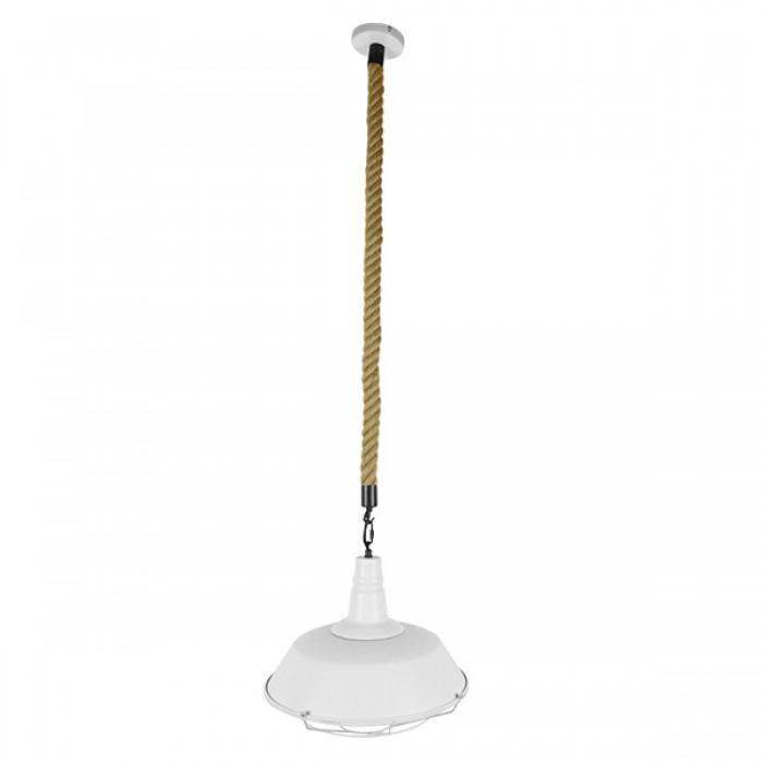 GloboStar® NARANZA 01409 Vintage Industrial Κρεμαστό Φωτιστικό Οροφής Μονόφωτο 1 x E27 Λευκό Ματ Μεταλλικό Καμπάνα Πλέγμα με Μπεζ Σχοινί Φ36 x Υ31cm GloboStar® NARANZA 01409 Vintage Industrial Κρεμαστό Φωτιστικό Οροφής Μονόφωτο 1 x E27 Λευκό Ματ Μεταλλικό Καμπάνα Πλέγμα με Μπεζ Σχοινί Φ36 x Υ31cm