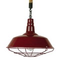 GloboStar® ISCAR 01410 Vintage Industrial Κρεμαστό Φωτιστικό Οροφής Μονόφωτο 1 x E27 Μπορντό Κόκκινο Λευκό Μεταλλικό Καμπάνα Πλέγμα με Μπεζ Σχοινί Φ36 x Υ31cm