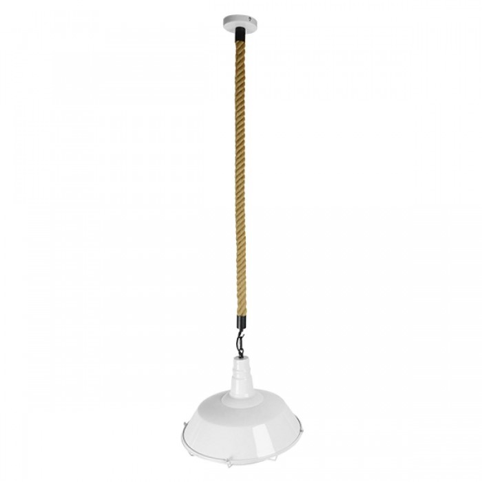 GloboStar® PUPPET 01412 Vintage Industrial Κρεμαστό Φωτιστικό Οροφής Μονόφωτο 1 x E27 Λευκό Γυαλιστερό Μεταλλικό Καμπάνα Πλέγμα με Μπεζ Σχοινί Φ36 x Υ31cm GloboStar® PUPPET 01412 Vintage Industrial Κρεμαστό Φωτιστικό Οροφής Μονόφωτο 1 x E27 Λευκό Γυαλιστερό Μεταλλικό Καμπάνα Πλέγμα με Μπεζ Σχοινί Φ36 x Υ31cm