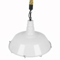 GloboStar® PUPPET 01412 Vintage Industrial Κρεμαστό Φωτιστικό Οροφής Μονόφωτο 1 x E27 Λευκό Γυαλιστερό Μεταλλικό Καμπάνα Πλέγμα με Μπεζ Σχοινί Φ36 x Υ31cm