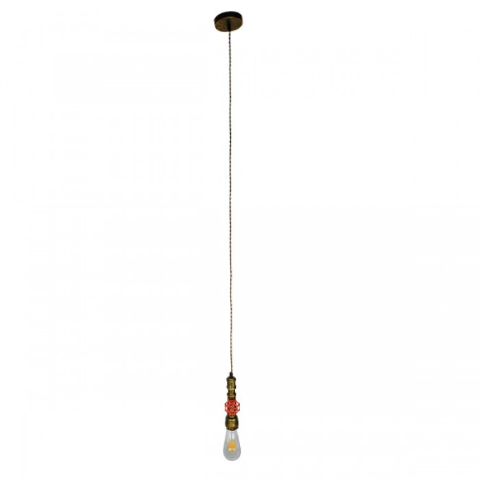 GloboStar® SPIGOT 01413 Vintage Industrial Κρεμαστό Φωτιστικό Οροφής Μονόφωτο 1 x E27 Μπρούτζινο Μεταλλικό Μ5 x Π7.5 x Y20cm
