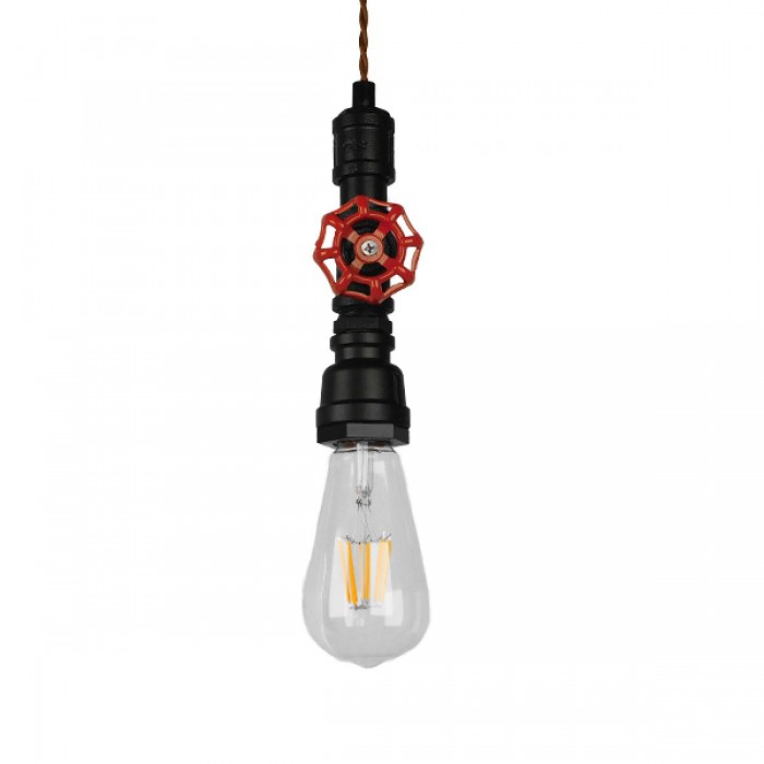 GloboStar® SPOUT 01415 Vintage Industrial Κρεμαστό Φωτιστικό Οροφής Μονόφωτο 1 x E27 Μαύρο Μεταλλικό Μ5 x Π7.5 x Y20cm