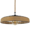 GloboStar® SAHARA 01416 Vintage Κρεμαστό Φωτιστικό Οροφής Μονόφωτο 1 x E27 Μαύρο Μεταλλικό με Μπεζ Σχοινί Φ80 x Υ25cm GloboStar® SAHARA 01416 Vintage Κρεμαστό Φωτιστικό Οροφής Μονόφωτο 1 x E27 Μαύρο Μεταλλικό με Μπεζ Σχοινί Φ80 x Υ25cm