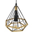 GloboStar® FLUTED 01421 Vintage Κρεμαστό Φωτιστικό Οροφής Μονόφωτο 1 x E27 Μαύρο Μεταλλικό με Μπεζ Σχοινί Φ25 x Υ24cm