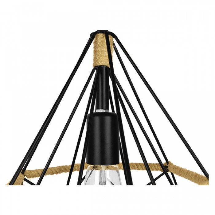 GloboStar® FLUTED 01421 Vintage Κρεμαστό Φωτιστικό Οροφής Μονόφωτο 1 x E27 Μαύρο Μεταλλικό με Μπεζ Σχοινί Φ25 x Υ24cm GloboStar® FLUTED 01421 Vintage Κρεμαστό Φωτιστικό Οροφής Μονόφωτο 1 x E27 Μαύρο Μεταλλικό με Μπεζ Σχοινί Φ25 x Υ24cm