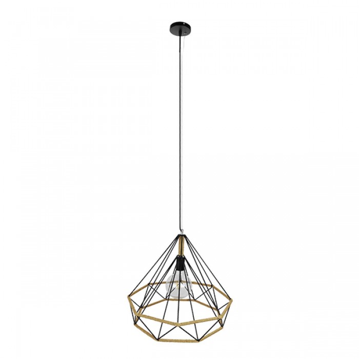 GloboStar® CONCRETE 01422 Vintage Κρεμαστό Φωτιστικό Οροφής Μονόφωτο 1 x E27 Μαύρο Μεταλλικό με Μπεζ Σχοινί Φ50 x Υ44cm GloboStar® CONCRETE 01422 Vintage Κρεμαστό Φωτιστικό Οροφής Μονόφωτο 1 x E27 Μαύρο Μεταλλικό με Μπεζ Σχοινί Φ50 x Υ44cm