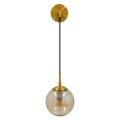GloboStar® MADISON 01427 Μοντέρνο Φωτιστικό Τοίχου Απλίκα Μονόφωτο Χρυσό με Μελί Γυαλί Φ15 x Y54cm