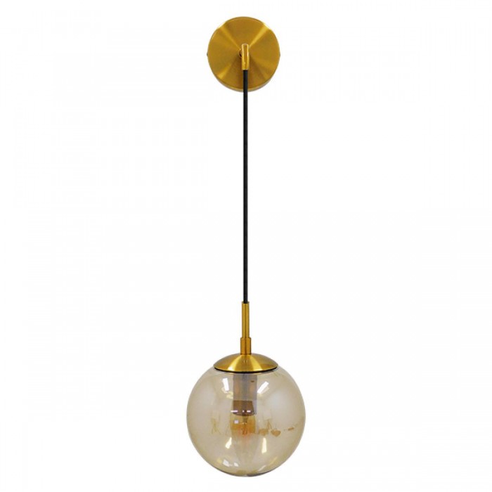 GloboStar® MADISON 01427 Μοντέρνο Φωτιστικό Τοίχου Απλίκα Μονόφωτο Χρυσό με Μελί Γυαλί Φ15 x Y54cm GloboStar® MADISON 01427 Μοντέρνο Φωτιστικό Τοίχου Απλίκα Μονόφωτο Χρυσό με Μελί Γυαλί Φ15 x Y54cm