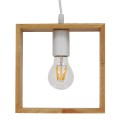 GloboStar® ELISE 01428 Μοντέρνο Κρεμαστό Φωτιστικό Οροφής Μονόφωτο 1 x E27 Μπεζ Ξύλινο Δρυς Μ20 x Π8 x Υ23cm