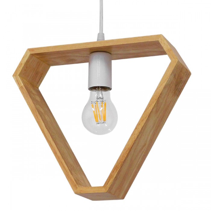 GloboStar® ELISE 01430 Μοντέρνο Κρεμαστό Φωτιστικό Οροφής Μονόφωτο 1 x E27 Μπεζ Ξύλινο Δρυς Μ29 x Π8 x Υ28cm