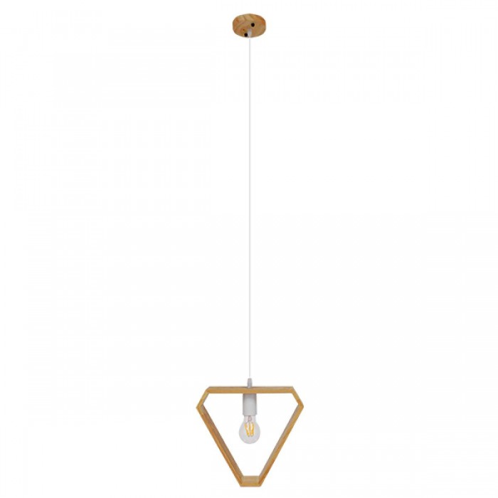 GloboStar® ELISE 01430 Μοντέρνο Κρεμαστό Φωτιστικό Οροφής Μονόφωτο 1 x E27 Μπεζ Ξύλινο Δρυς Μ29 x Π8 x Υ28cm