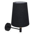 GloboStar® LYDFORD 01432 Μοντέρνο Φωτιστικό Τοίχου Απλίκα Μονόφωτο Μαύρο με Μπέζ Ξύλο Μεταλλικό Φ20 x Y36cm