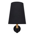 GloboStar® LYDFORD 01432 Μοντέρνο Φωτιστικό Τοίχου Απλίκα Μονόφωτο Μαύρο με Μπέζ Ξύλο Μεταλλικό Φ20 x Y36cm