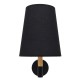 GloboStar® LYDFORD 01432 Μοντέρνο Φωτιστικό Τοίχου Απλίκα Μονόφωτο Μαύρο με Μπέζ Ξύλο Μεταλλικό Φ20 x Y36cm