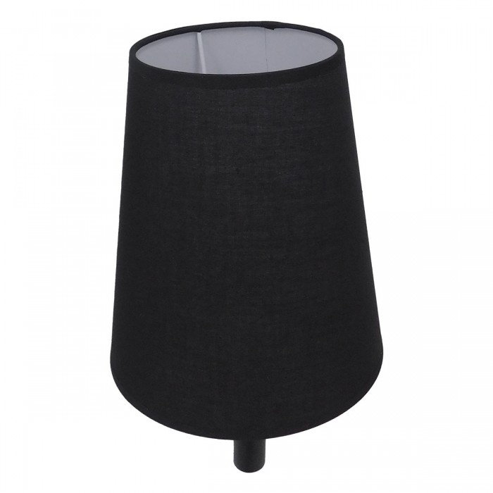 GloboStar® LYDFORD 01432 Μοντέρνο Φωτιστικό Τοίχου Απλίκα Μονόφωτο Μαύρο με Μπέζ Ξύλο Μεταλλικό Φ20 x Y36cm