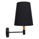 GloboStar® LYDFORD 01432 Μοντέρνο Φωτιστικό Τοίχου Απλίκα Μονόφωτο Μαύρο με Μπέζ Ξύλο Μεταλλικό Φ20 x Y36cm